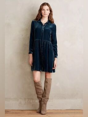 Anthropologie Moulinette Soeurs Aelish Velvet Mini Dress L